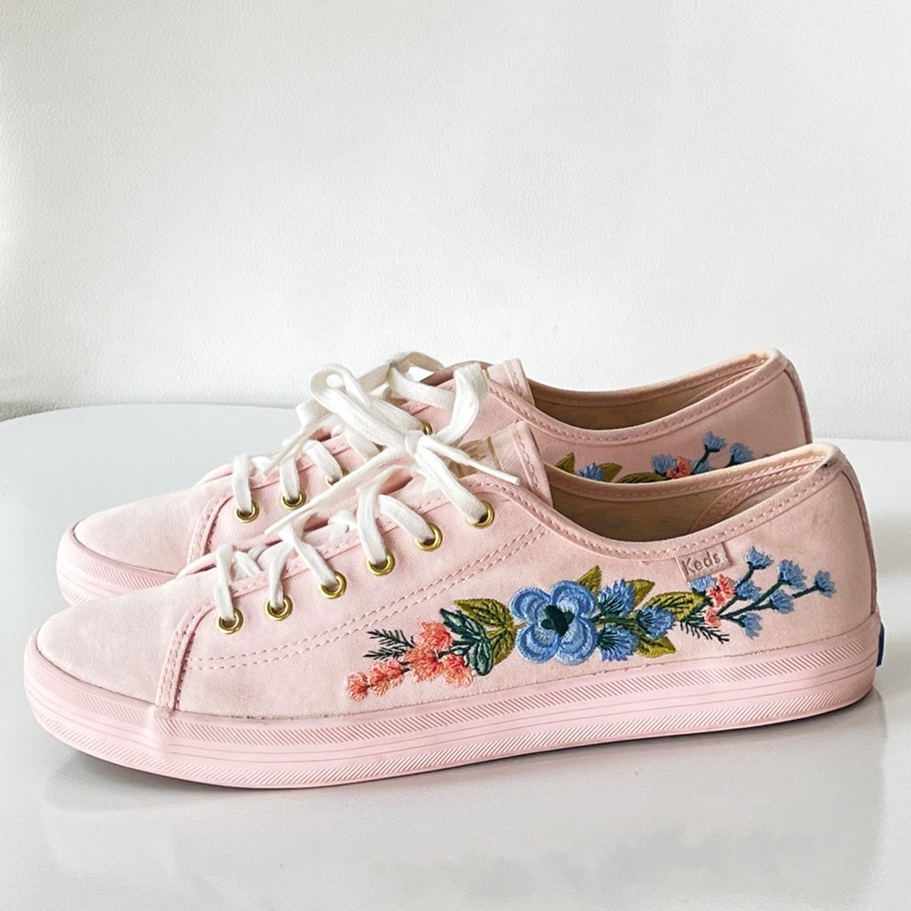 Keds Pink Floral Embroidered Canvas Sneakers